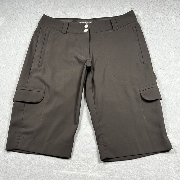 Nike Shorts Womens Size 4 Brown Golf Tour Performance Cargo Shorts Pockets - Picture 1 of 13